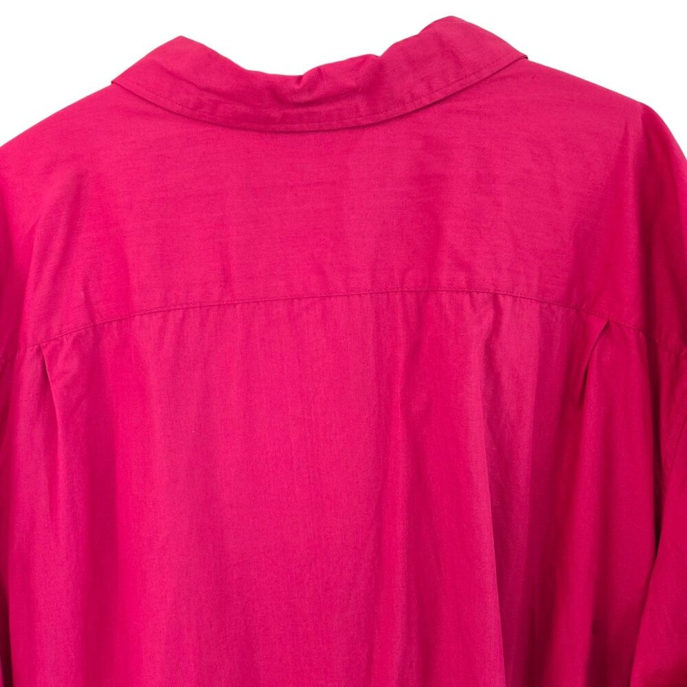 Woman Within Womens Button-Up Blouse Rolled Sleeves Pink 5X 100% Cotton Shirt - Picture 7 of 9